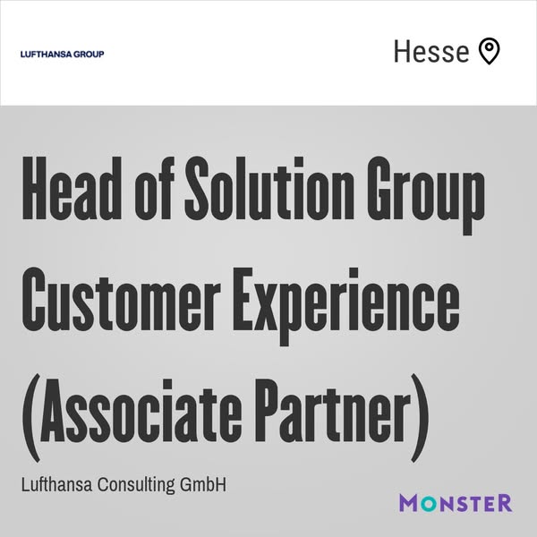 Head of Solution Group Customer Experience (Associate Partner)